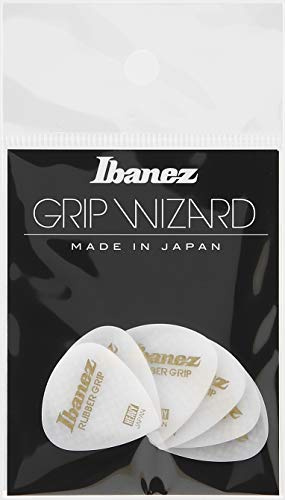 IBANEZ Grip Wizard Series Rubber Grip Flat Pick - weiß 6 Stück (PPA16HRG-WH)