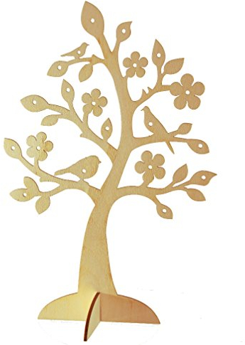 Celebration Schmuckbaum Schmuckständer Schmuckhalter Halter aus Holz Baum Deko Birkenholz Vögel und Blumen