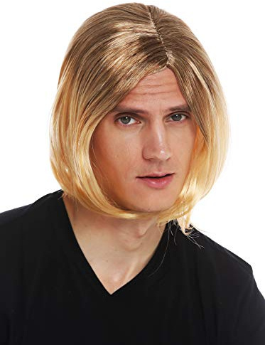WIG ME UP - 14-ZA30A-02A Perücke Karneval Herren glatt Mittelscheitel Schlager-Sänger Schönling Braun Blond Ombre