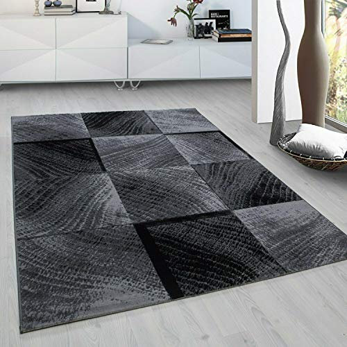 viceroy bedding Rug CHECK Modern Design Black Grey Charcoal Rugs Living Room Extra Large Size Soft Touch Short Pile Style Carpet Area Rugs Non Shedding (80cm x 150cm (3ft x 5ft))