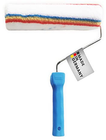 RIKAMA Farbroller | Anti-Spritz-Roller | Malerrolle | Farbwalze | Lackierroller | Malerbedarf | Fassadenroller | Malerwalze | Innen und Außen (9 / 225mm mit Halter)