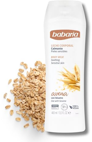 Babaria - Leche corporal calmante - Loción para pieles sensibles - Hidratante con Avena - 400 ml