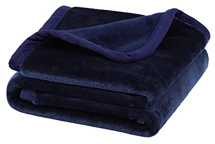 PiccoCasa Haustier-Hundedecke, flauschig, Fleece, weich und warm, waschbar, 75 x 100 cm, Marineblau