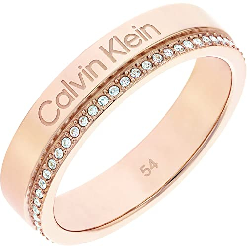 Calvin Klein Ring für Damen Kollektion MINIMAL LINEAR aus Roségold, Verziert mit Kristallen - 35000202D