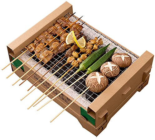 Parrilla desechable, parrilla de carbón desechable para barbacoa, juego de parrilla portátil reciclable para exteriores para acampar, fiesta en el patio trasero, dura 2 horas