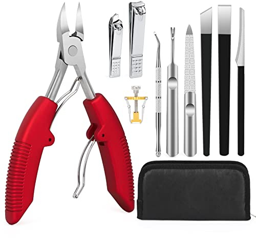 Segbeauty Maniküre Set, 10 Teiliges, Pediküre Set Fußpflege Profi, Nagelpflegeset Füße, für Professionell Hornhaut, Maniküre-Werkzeuge für Zuhause, Rot Olecranon-Nagelknipser