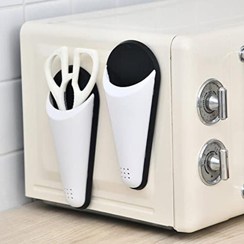 lamphle Magnetic Scissors Holder Detachable Refrigerator Magnetic Scissors Storage Box for Home Kitchen Portable Durable Kitchen Tools Scissor Holder with Magnet Black White