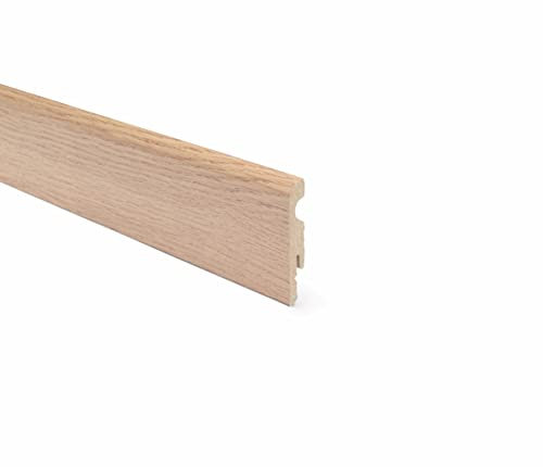 CONF. 10 PZ BATTISCOPA PASSACAVO LISCIO MDF VARIE FINITURE E MISURE (10X65X2400MM, NOCE CHIARO)