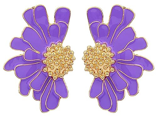 SIXDUTON Pendientes Bohemios Vintage, Bonitos Pendientes Vintage con Diseño de Margarita Colgantes Aretes Retro Elegante Accesorios de Joyería de Regalo (Púrpura)