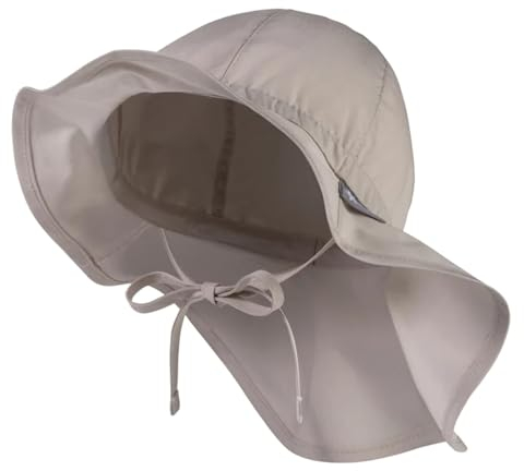 Sterntaler Sonnenhut - Unisex Sommerhut - UV-Schutz 50+ Mütze mit breiter Krempe und Größenregulierung - Nackenschutz - Bindebänder - Baby Kinder Kopfbedeckung aus Popeline (Bio) - beige, Größe 55