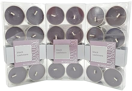 Gala Luxury Highly Scented Duft Teelichter 24er Black Cashmere in PC-Klarsichthülle 24 Stück 60038