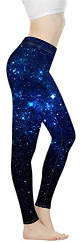 Frauen Yoga Leggings mit Muster Solide, Plus Größe XS-3XL Nahtlose Fitness Yoga Strumpfhosen Hosen, Blue Galaxy, XL