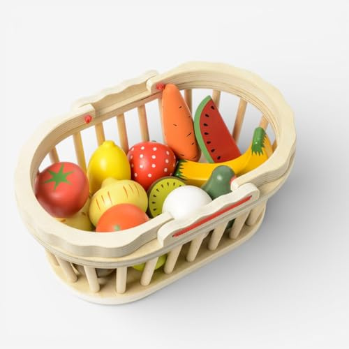 oxybul | Panier de 13 Fruits et légumes en Bois 3-8 Ans