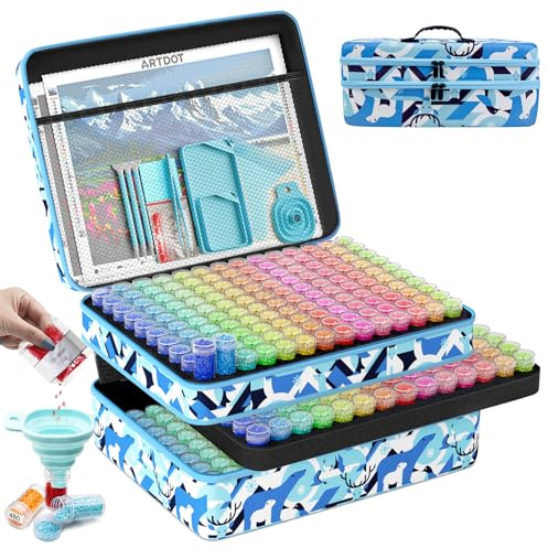 ARTDOT Diamond Painting Accessori, 420 Slots Diamond Painting Kit Completo, Kit per Organizzare Gioielli Pittura Diamante Perline Anelli Charms Glitter Strass(Artico)