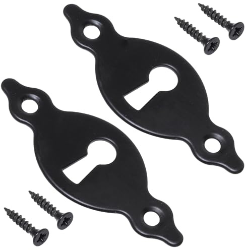 AERZETIX - C73735 - Paire de 2 rosettes plaques 67x27x2 mm pour serrure de porte à clé ordinaire - montage horizontale - cache trou de clé - en métal - couleur noir mat - rosace ferrure cylindre