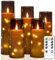Homemory Flickering Flameless Candles with String Lights, Battery Operated Candles with Remote Control and Timer, Embedded Fairy Lights LED Candles, Acrylic, Home Decoration, Grey, Set of 5