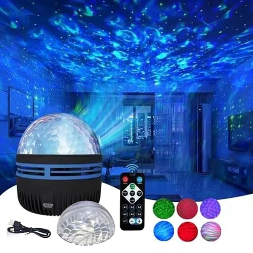 2 in 1 Northern Galaxy Light, Northern Lights and Ocean Wave Projector with Remote CoLntrol, RGB Colorful Night Light for Bedroom Home Decor Gifts