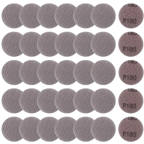 LEONTOOL Dischi abrasivi a rete abrasiva da 5 cm, grana 180, confezione da 35 dischi abrasivi per cartongesso, carta vetrata per metallo, legno, compositi