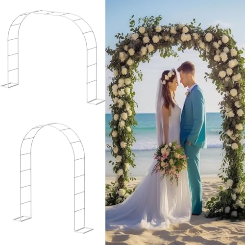 Hochzeitstorbogen, weißer Metall-Hochzeitslauben-Hintergrundständer, Gartenbogen, Außendekoration, Pergola-Spalier für Kletterpflanzen, Weinreben, Torbogen (Größe: 300 x 220 x 40 cm)