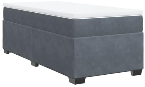 vidaXL Boxspringbett, Bett mit Matratze, Polsterbett Einzelbett für Schlafzimmer, Bettgestell mit Lattenrost, Dunkelgrau 80x200cm Samt