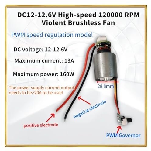 DC 12-12,6 V våldsam blowing 160 W fläkt 120 000 rpm höghastighet borstlös elektrisk start IINKUEYK(PWM hastighetsreglering)