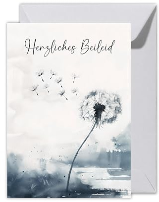 WBdesignz Trauerkarte mit Umschlag - Beileidkarte Pusteblume Herzliches Beileid - Kondolenzkarte Trauer Karte Beerdigung (XXL DIN A4)