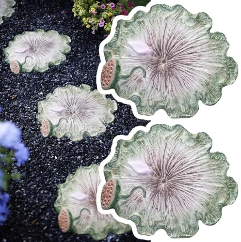 FQCXCKJ Trittsteine, Lotusblatt-Stufenornament-Steine, dreidimensionaler Garten-Trittstein für die Terrassengestaltung (2er-Pack)