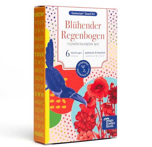 Mezcla Arcoíris de Flores - 6 mezclas de polinización abierta - espectaculares y coloridas - Kit de semillas para principiantes