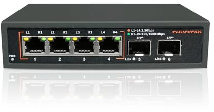 Switch di rete Switch Di Rete Ethernet 2.5G Hub LAN Non Gestito 4 * 2.5G+2 * 10G SFP+ Porte Uplink Fanless For Router Wireless AP VDI Funzionalità di rete potenti