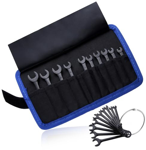 LEONTOOL Mini Schraubenschlüssel-Set Metrischer 10-teiliger Zündschlüssel-Satz, 4-11mm Maul- und Ring-Ring-Maulschlüssel-Satz, superdünner kleiner Schraubenschlüssel-Satz