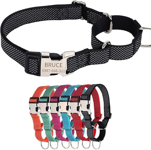 Maßgeschneidertes Hundehalsband-Leinen-Set, reflektierende Gravur Name/Nummer, benutzerdefiniertes Namensschild, Hundehalsband, Anti-Verlust bei Nacht, verstellbar für kleine, mittelgroße und große