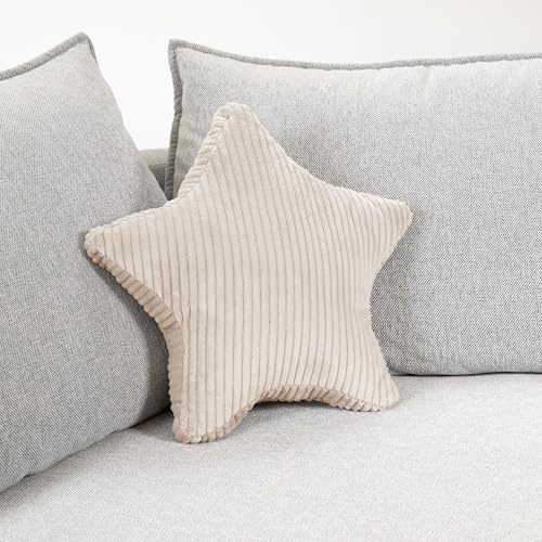 CozyKing Sternkissen Cord Beige/Cream Deko-Kissen Breitcord Kuschelkissen Stern Öko-Tex 100 Zertifiziert und 40°C waschbar - Sternenkissen für Sofa, Wohnzimmer oder Kinder-Zimmer - 38x38x14 cm