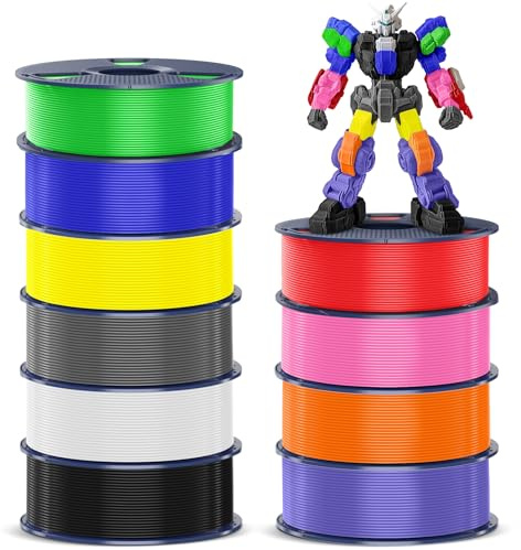 SUNLU 10KG PETG Filament Bundle, High Strength 3D Printer Filament petg, 1KG per Spool, 10 Rolls, Black+White+Gray+Red+Klein Blue+Yellow+Green+Sunny Orange+Lavender Purple+Pink