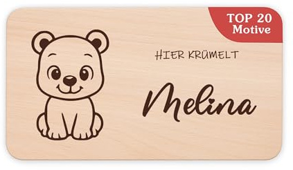 myBebibee – Personalisiertes Holz-Frühstücksbrettchen für Kinder mit Namen & süßen Motiven – Schneidebrett graviert – Geschenkidee zur Einschulung, zum Geburtstag oder zu Weihnachten