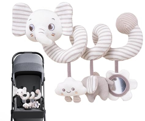 Juguete en espiral para bebé, juguete de viaje para bebés y niños pequeños, diseño de elefante/conejo, se puede fijar a la cama/carro, entretenimiento, perfecto para viajes en avión, listas de compras
