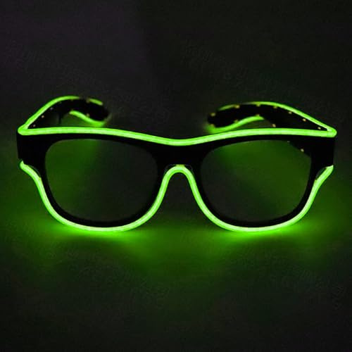 YUANYUYING LED-Brille, kabellose LED-Partybrille, USB-aufladbar – 3 Leuchtmodi (Dauerlicht/langsames/schnelles Blinken) | Leuchtende Sonnenbrille für Raves, Konzerte, Festivals
