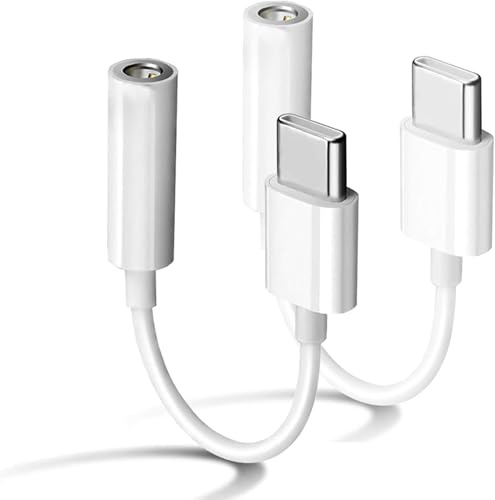Lot de 2 adaptateurs USB-C vers Prise Casque 3,5 mm, câble auxiliaire Jack 3,5 mm vers USB-C, Adaptateur mâle vers Femelle pour écouteurs pour iPhone17/16/15 séries,iPad Pro/Air,Samsung Galaxy