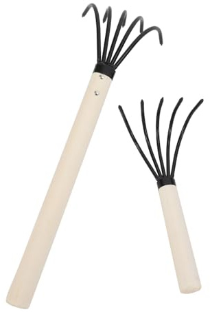 SUPVOX 2pièces Râteau à Palourdes avec Manche Bois à Fruits De Mer Outil De Râteau Polyvalent pour Creuser Et Ameublir