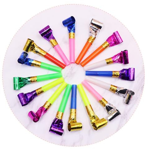 Toyvian 50 Piezas Silbatos para Fiestas Infantiles con Diseño de Nariz Larga Colores Aleatorios Juguetes de Ruido para Cumpleaños y Celebraciones Color Aleatorio