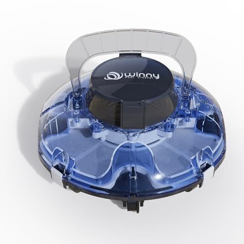 WINNY POOL CLEANER Winny 200 Robot Piscina, Piscina Senza Fili con Batteria, Autonomia 75 Min per Piscine Fuori Terra 60 m², Doppia Filtrazione, Parcheggio Automatico (Blu scuro nero)