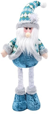 Moonlove Christmas Decorative Standing Figure with Extendable Legs Xmas Santa Claus Snowman Reindeer Telescopic Legs Figurine Fancy Gift Plush Ornaments for Christmas Tree Fireplace Window