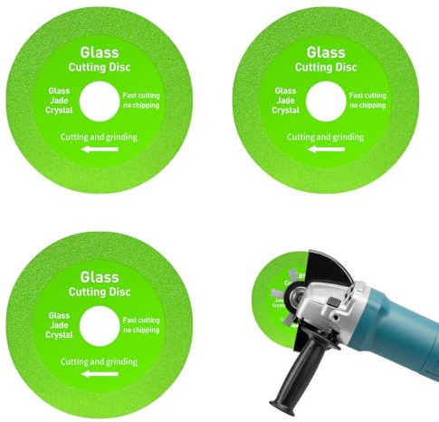 3Pcs 115mm Diamond Glass Cutting Disc, Tile Cutting Disc for Angle Grinder, Rock Slab Grinding Discs, Thin Grinder Blades for Porcelain, Ceramic, Jade, Crystal, Wine Bottles & More (115x15x22.23mm)