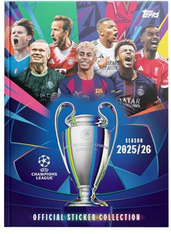 Champions League Stickers 25/26 - Album con copertina rigida (un album di 76 pagine più 18 adesivi)