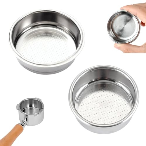 LEIIERUY 2 Filtri caffè in Acciaio Inox da 51mm – Cestelli Filtro Riutilizzabili da 1 e 2 Tazze per Espresso – Compatibili con Macchine da caffè – Cestello Portafiltro Resistente
