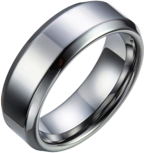 JewelryWe Wolfram Ring Herren Damen 6/8mm Breite Wolframcarbid Herren-Ring Damen-Ring Poliert Dome Partnerringe Verlobung Hochzeit Band Farbe Silber Größe 52 bis 74