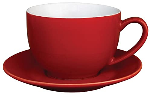 Olympia Cafe Cappuccino Cups Porcelain 340ml Pack of 12, Red | Fits saucers GL047, GL048, GL049, HC407 and GL464. Great for mix and match beverage service. Microwave and oven safe.