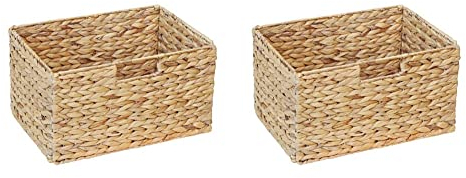 2er-Set Billy Regal Korb / 36 x 25 x 20 cm/Aus Wasserhyazinthe Natur/Faltkorb Flechtkorb Regalbox Storage Box Aufbewahrungskorb Schrankkorb klappbar faltbar und sehr stabil