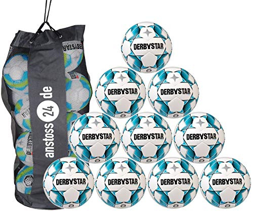 Derbystar 10 x Jugendball - BRILLANT Light Dual Bonded inkl. Ballsack, Größe:5