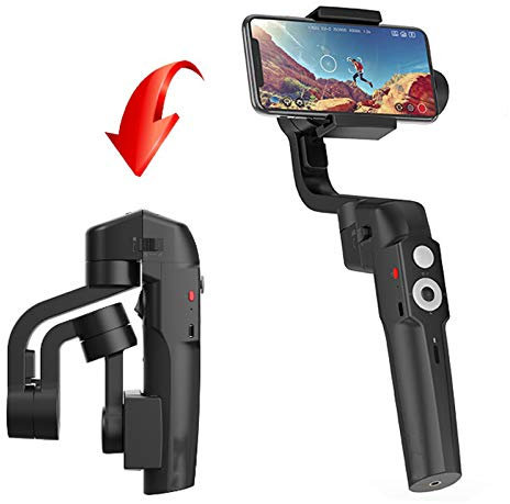LJJ Gimbal Estabilizador Móvil, Gimbal Móvil Plegable con 5 Modos para Vlog/Youtuber, 3 Ejes Estabilizador Compatible con iPhone 11/XS MAX/XR/Samsung Galaxy/Huaiwei/Xiaomi etc