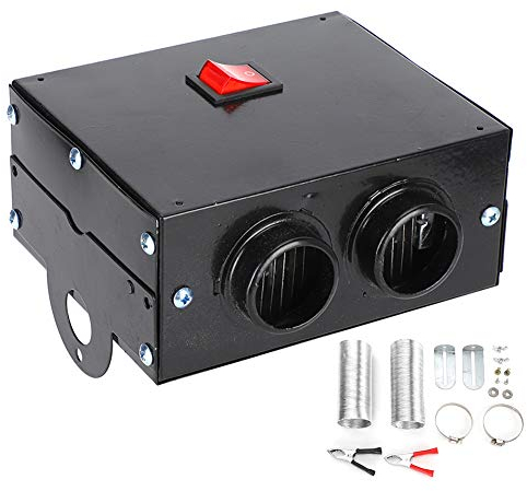 EBTOOLS Calefactor para coche, 600 W, ventilador de refrigeración de coche, calefactor de parabrisas, 12 V/24 V, descongelador portátil con 2 orificios de salida, 14,8 x 11,5 x 6,5 cm (24 V)